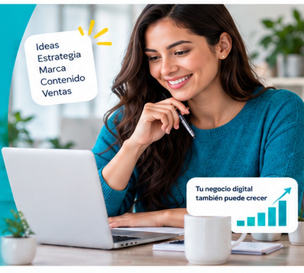 Emprendedora aprendiendo en línea